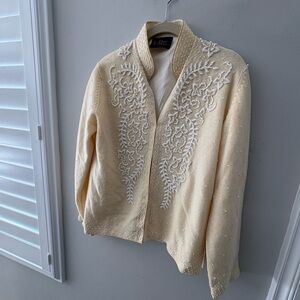 Vintage Cream Embroidered Women's Sweater
